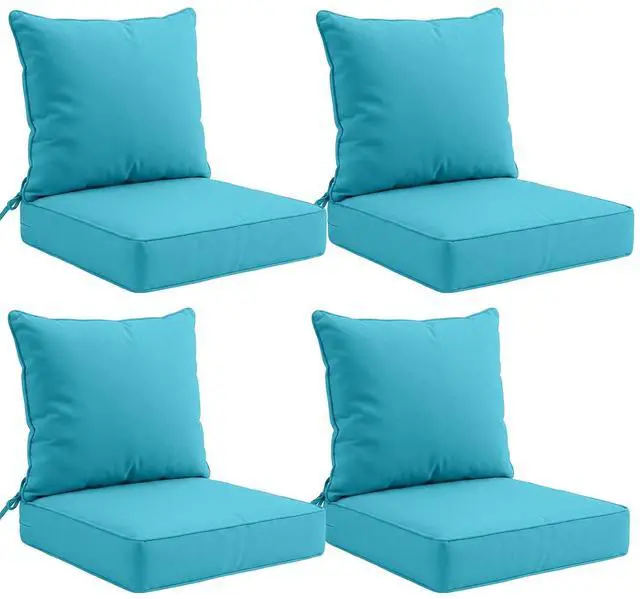 Main image of Outdoor Deep Seat Patio Seat Cushion Set, 24 x 24 x 5 inch, 2-Piece Back Chair Cushion, 4 Pack, Blue