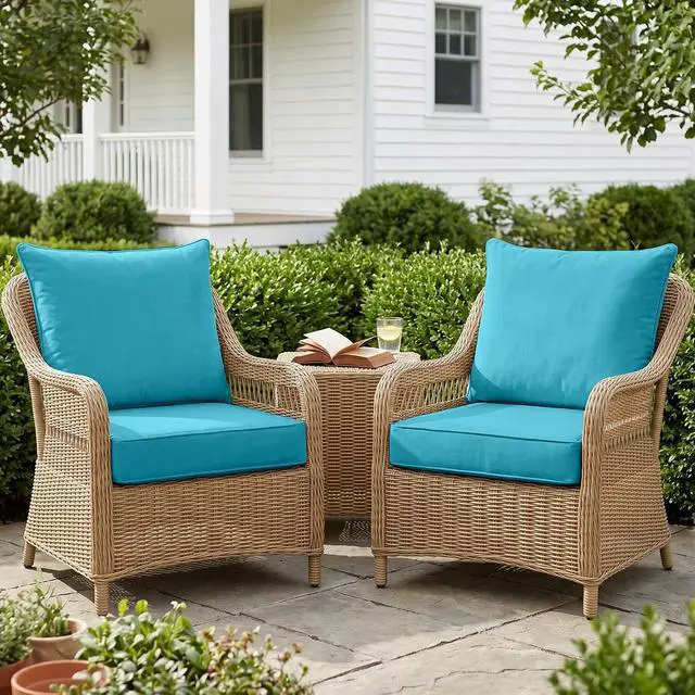 Alt view image 5 of 7 - Outdoor Deep Seat Patio Seat Cushion Set, 24 x 24 x 5 inch, 2-Piece Back Chair Cushion, 4 Pack, Blue