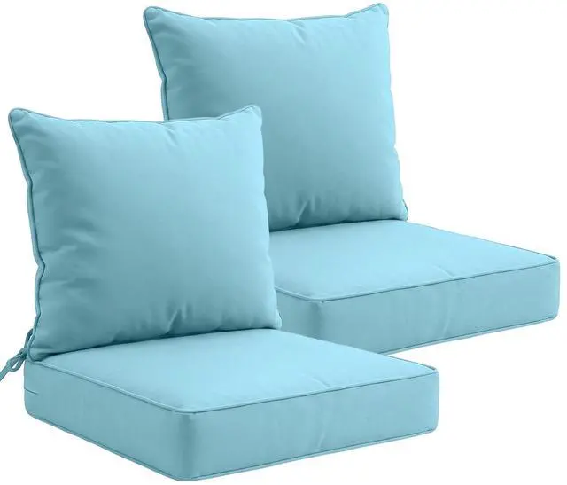 Main image of Outdoor Deep Seat Patio Seat Cushion Set, 24 x 24 x 5 inch, 2-Piece Back Chair Cushion, 2 Pack, Aqua Blue