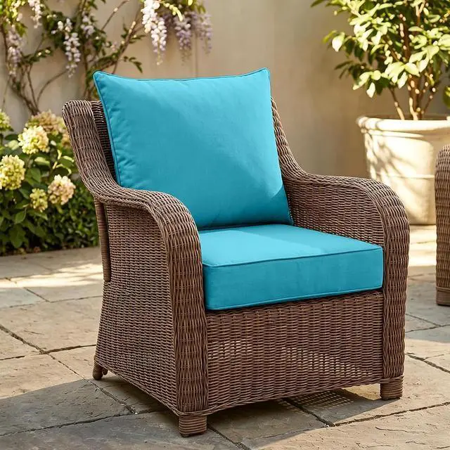 Alt view image 7 of 7 - Outdoor Deep Seat Patio Seat Cushion Set, 24 x 24 x 5 inch, 2-Piece Back Chair Cushion, 2 Pack, Blue