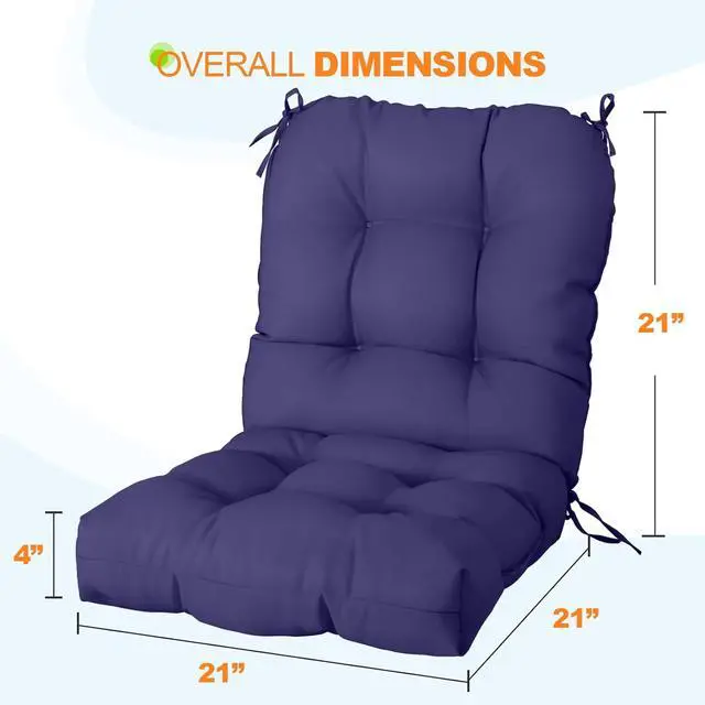 Alt view image 3 of 7 - Tufted Outdoor/Indoor Seat/Back Chair Cushions, 2 Pack, 42'' x 21'', Navy Blue