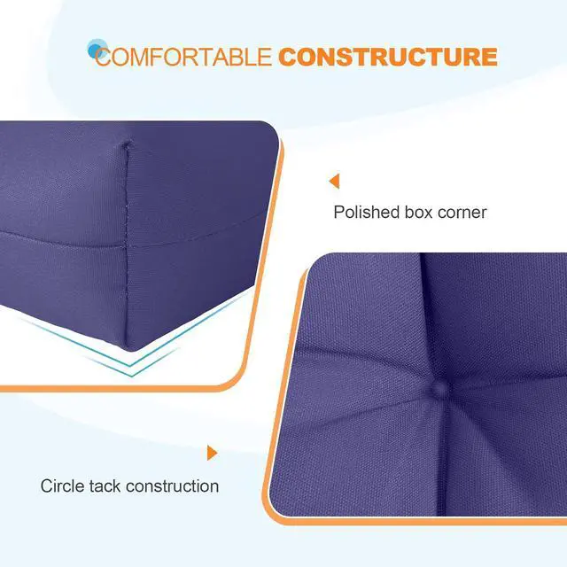 Alt view image 4 of 7 - Tufted Outdoor/Indoor Seat/Back Chair Cushions, 2 Pack, 42'' x 21'', Navy Blue