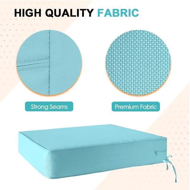 Alt view image 2 of 7 - Outdoor Deep Seat Patio Seat Cushion Set, 24 x 24 x 5 inch, 2-Piece Back Chair Cushion, 2 Pack, Aqua Blue