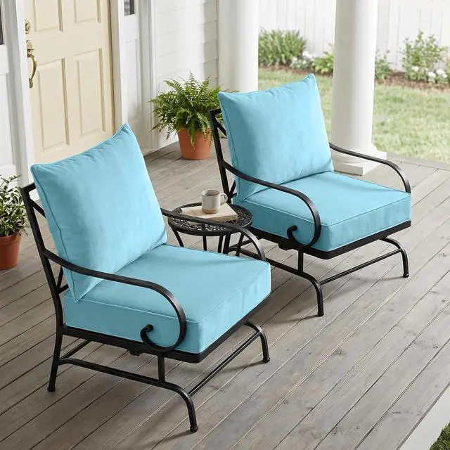 Alt view image 5 of 7 - Outdoor Deep Seat Patio Seat Cushion Set, 24 x 24 x 5 inch, 2-Piece Back Chair Cushion, 2 Pack, Aqua Blue