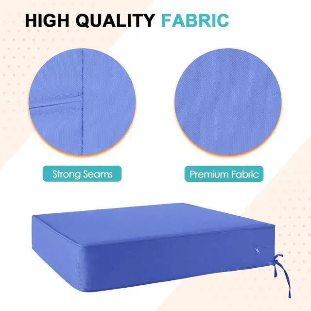 Alt view image 3 of 7 - Outdoor Deep Seat Patio Seat Cushion Set, 25 x 25 x 5 inch, 2-Piece Back Chair Cushion, 1 Pack, Ocean Blue