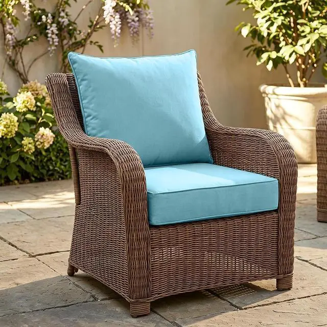 Alt view image 7 of 7 - Outdoor Deep Seat Patio Seat Cushion Set, 24 x 24 x 5 inch, 2-Piece Back Chair Cushion, 2 Pack, Aqua Blue
