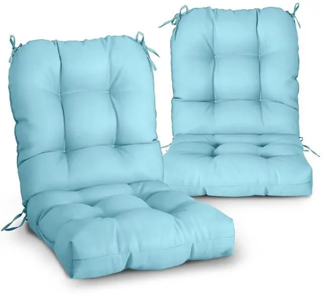 Main image of Tufted Outdoor/Indoor Seat/Back Chair Cushions, 2 Pack, 42'' x 21'', Aqua Blue