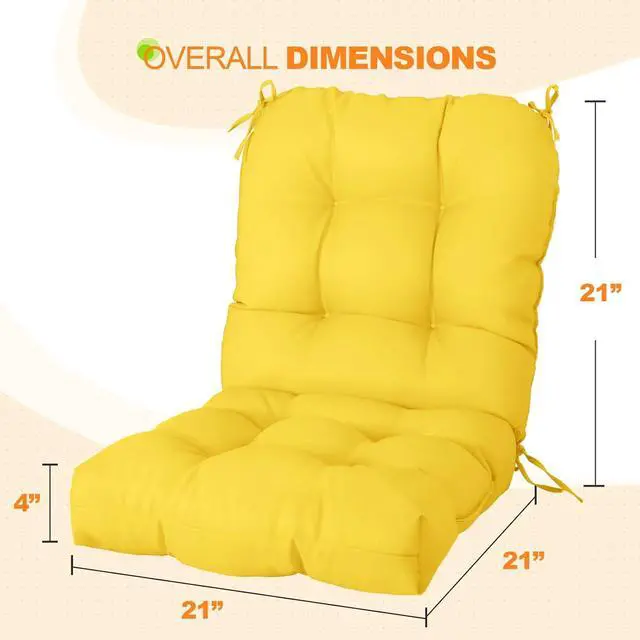 Alt view image 3 of 7 - Tufted Outdoor/Indoor Seat/Back Chair Cushions, 2 Pack, 42'' x 21'', Yellow