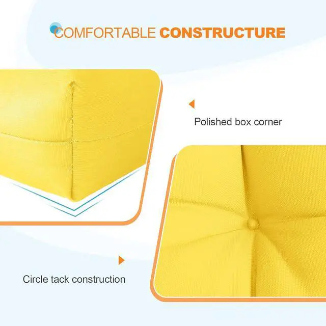 Alt view image 4 of 7 - Tufted Outdoor/Indoor Seat/Back Chair Cushions, 2 Pack, 42'' x 21'', Yellow