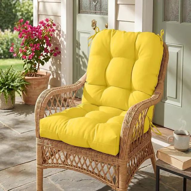 Alt view image 7 of 7 - Tufted Outdoor/Indoor Seat/Back Chair Cushions, 2 Pack, 42'' x 21'', Yellow