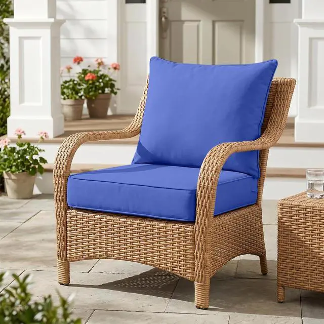 Alt view image 5 of 7 - Outdoor Deep Seat Patio Seat Cushion Set, 25 x 25 x 5 inch, 2-Piece Back Chair Cushion, 1 Pack, Ocean Blue