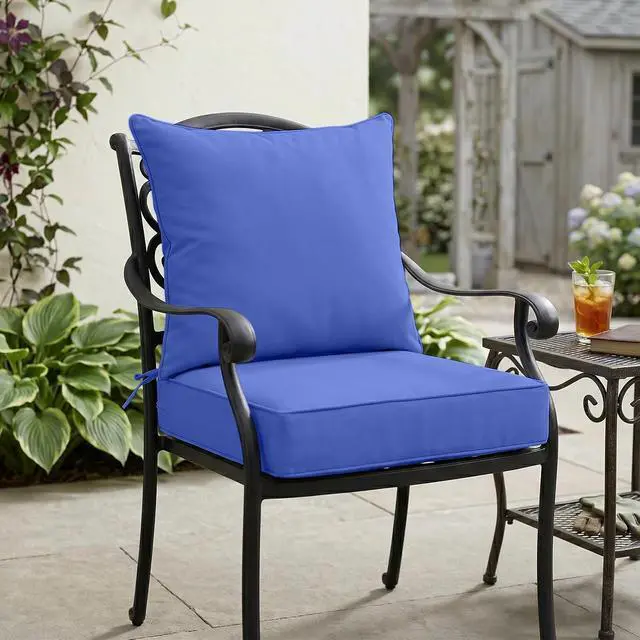 Alt view image 7 of 7 - Outdoor Deep Seat Patio Seat Cushion Set, 25 x 25 x 5 inch, 2-Piece Back Chair Cushion, 1 Pack, Ocean Blue