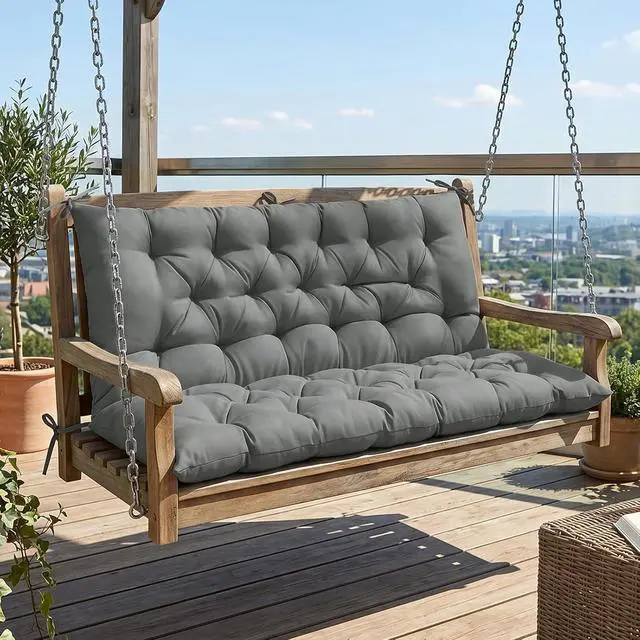 Alt view image 5 of 7 - Outdoor Porch Swing Cushion, 2-3 Seater Patio Bench Seat Cushion for Outdoor Furniture, 59"x43" (Gray)