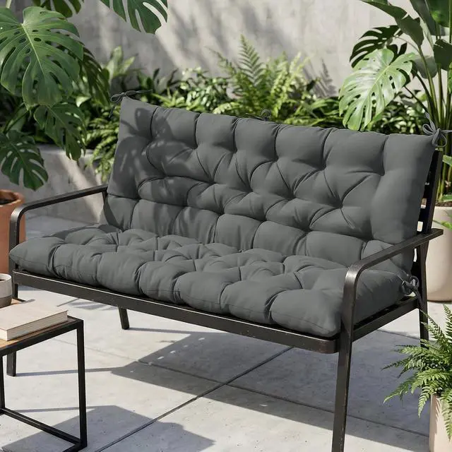 Alt view image 7 of 7 - Outdoor Porch Swing Cushion, 2-3 Seater Patio Bench Seat Cushion for Outdoor Furniture, 59"x43" (Gray)