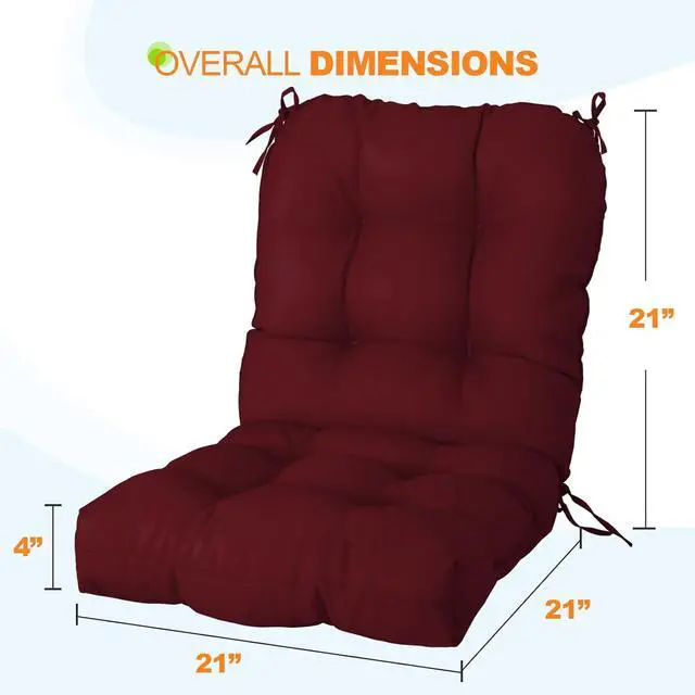 Alt view image 3 of 7 - Tufted Outdoor/Indoor Seat/Back Chair Cushions, 2 Pack, 42'' x 21'', Red Purple