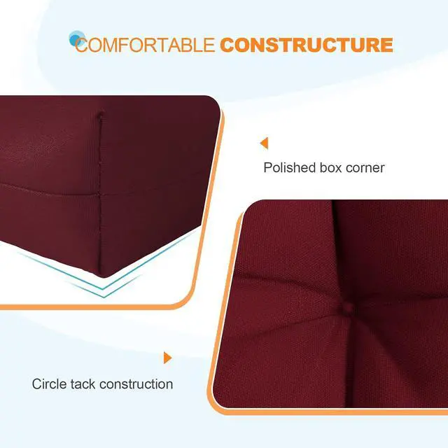 Alt view image 4 of 7 - Tufted Outdoor/Indoor Seat/Back Chair Cushions, 2 Pack, 42'' x 21'', Red Purple