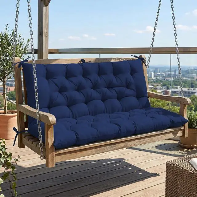 Alt view image 5 of 7 - Outdoor Porch Swing Cushion, 2-3 Seater Patio Bench Seat Cushion for Outdoor Furniture, 59"x43" (Dark Blue)