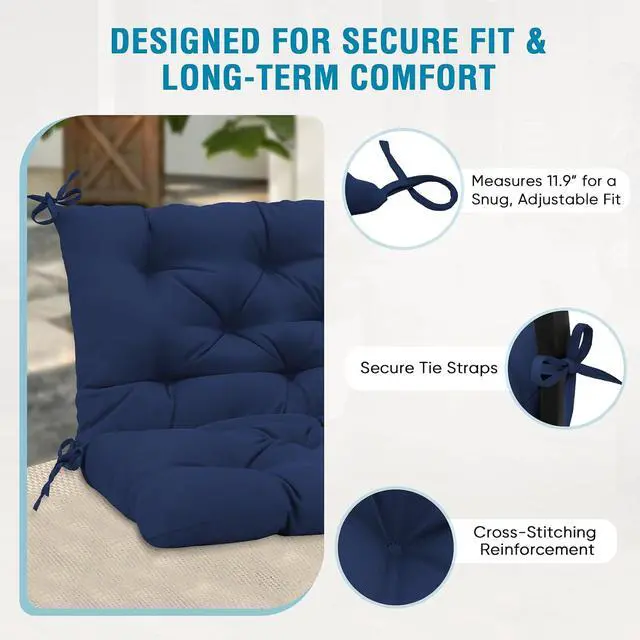 Alt view image 4 of 7 - Outdoor Porch Swing Cushion, 2-3 Seater Patio Bench Seat Cushion for Outdoor Furniture, 59"x43" (Dark Blue)