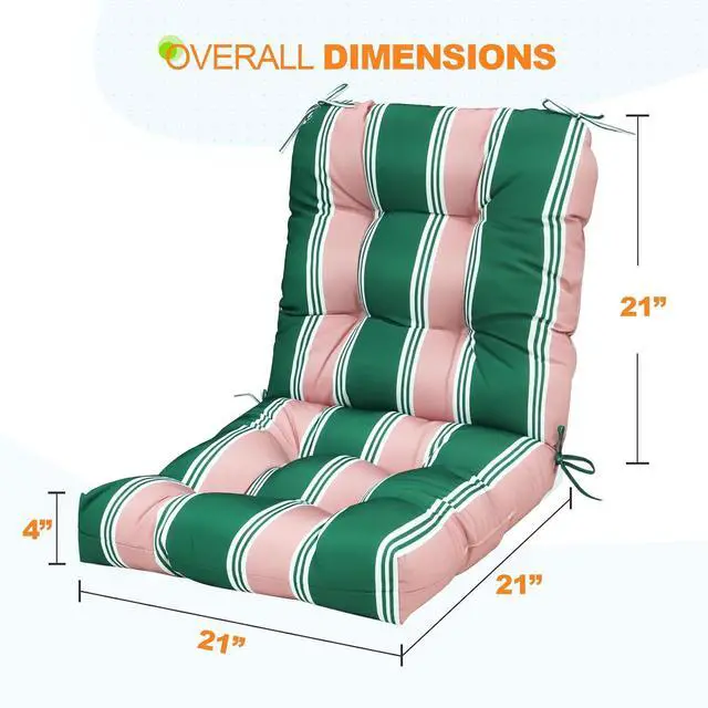 Alt view image 3 of 7 - Tufted Outdoor/Indoor Seat/Back Chair Cushions, 2 Pack, 42'' x 21'', Rosewood Stripe
