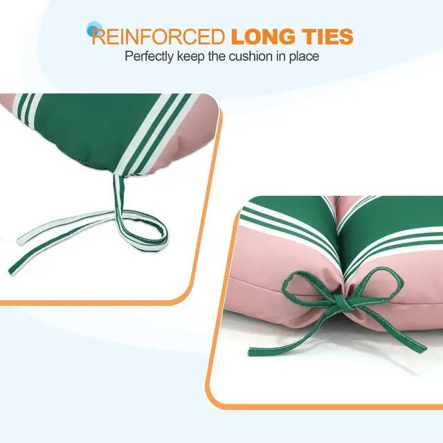 Alt view image 2 of 7 - Tufted Outdoor/Indoor Seat/Back Chair Cushions, 2 Pack, 42'' x 21'', Rosewood Stripe