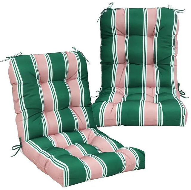 Main image of Tufted Outdoor/Indoor Seat/Back Chair Cushions, 2 Pack, 42'' x 21'', Rosewood Stripe