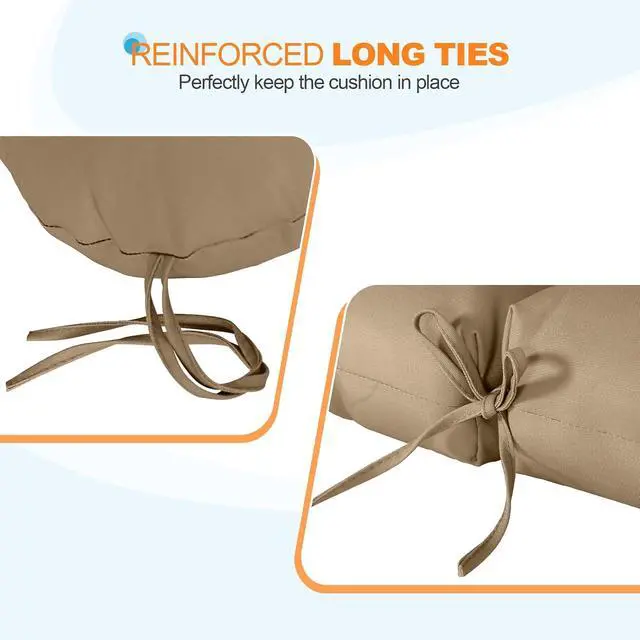 Alt view image 2 of 7 - Tufted Outdoor/Indoor Seat/Back Chair Cushions, 2 Pack, 42'' x 21'', Khaki