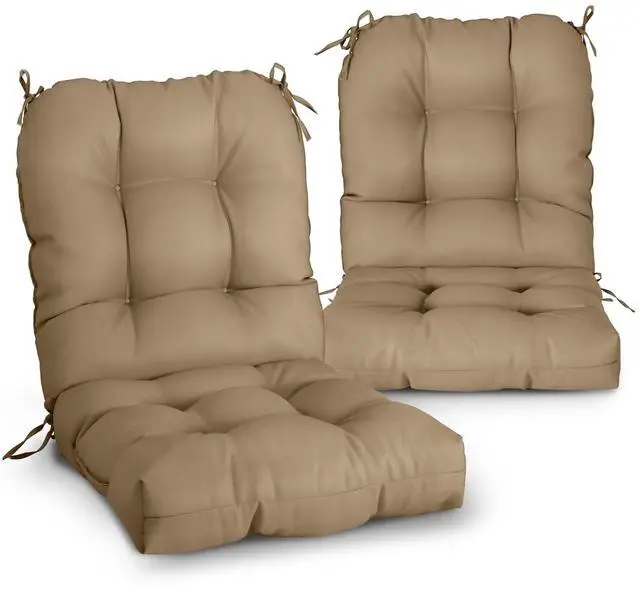 Main image of Tufted Outdoor/Indoor Seat/Back Chair Cushions, 2 Pack, 42'' x 21'', Khaki