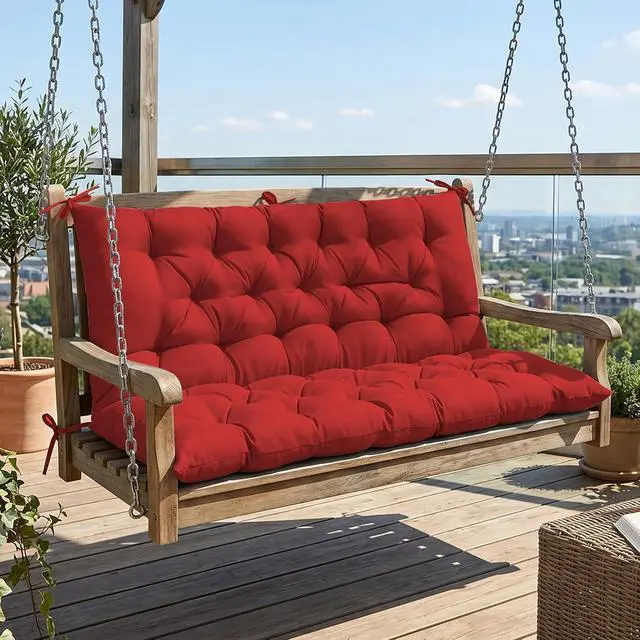 Alt view image 5 of 7 - Outdoor Porch Swing Cushion, 2-3 Seater Patio Bench Seat Cushion for Outdoor Furniture, 59"x43" (Red)