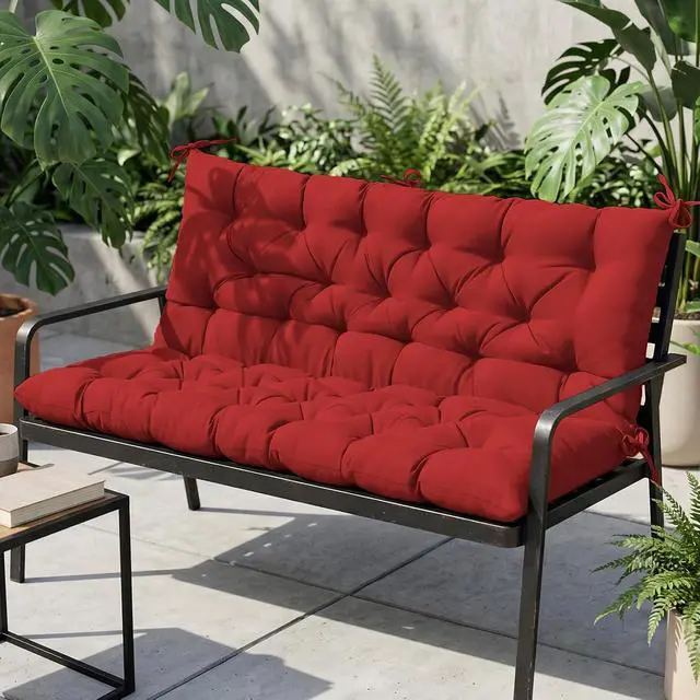Alt view image 7 of 7 - Outdoor Porch Swing Cushion, 2-3 Seater Patio Bench Seat Cushion for Outdoor Furniture, 59"x43" (Red)