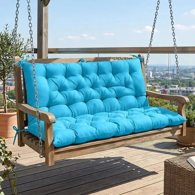 Alt view image 5 of 7 - Outdoor Porch Swing Cushion, 2-3 Seater Patio Bench Seat Cushion for Outdoor Furniture, 59"x43" (Blue)