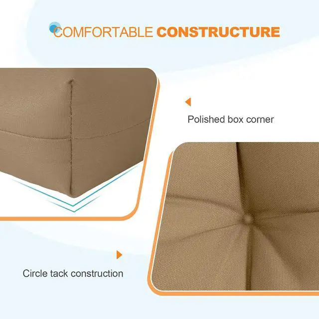 Alt view image 4 of 7 - Tufted Outdoor/Indoor Seat/Back Chair Cushions, 2 Pack, 42'' x 21'', Khaki
