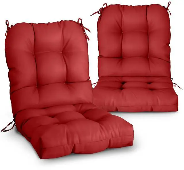 Main image of Tufted Outdoor/Indoor Seat/Back Chair Cushions, 2 Pack, 42'' x 21'', Red