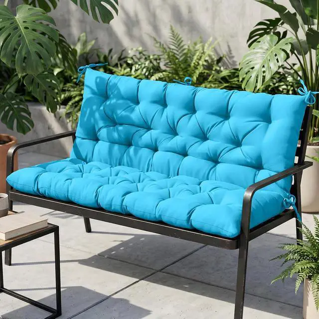 Alt view image 7 of 7 - Outdoor Porch Swing Cushion, 2-3 Seater Patio Bench Seat Cushion for Outdoor Furniture, 59"x43" (Blue)