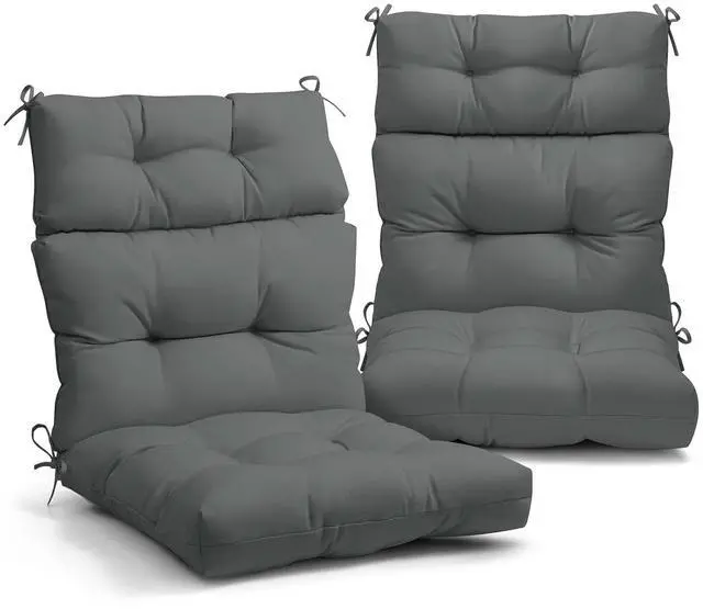 Main image of Tufted Outdoor/Indoor High Back Patio Chair Cushions, 2 Pack, 46'' x 22'', Gray
