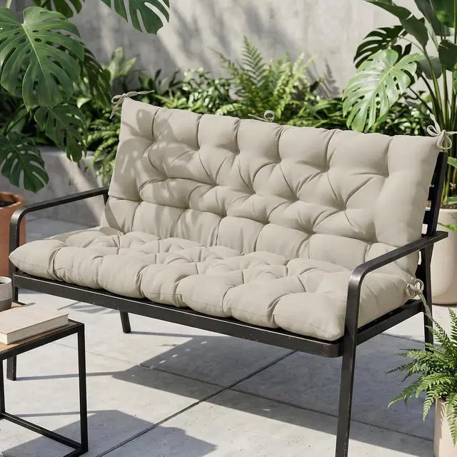 Alt view image 7 of 7 - Outdoor Porch Swing Cushion, 2-3 Seater Patio Bench Seat Cushion for Outdoor Furniture, 59"x43" (Beige)