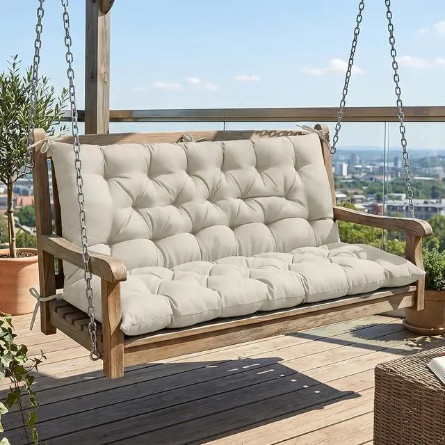 Alt view image 5 of 7 - Outdoor Porch Swing Cushion, 2-3 Seater Patio Bench Seat Cushion for Outdoor Furniture, 59"x43" (Beige)