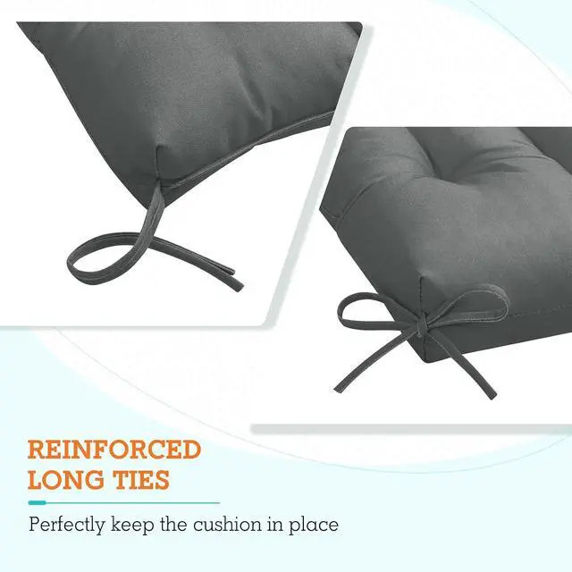 Alt view image 2 of 7 - Tufted Outdoor/Indoor High Back Patio Chair Cushions, 2 Pack, 46'' x 22'', Gray