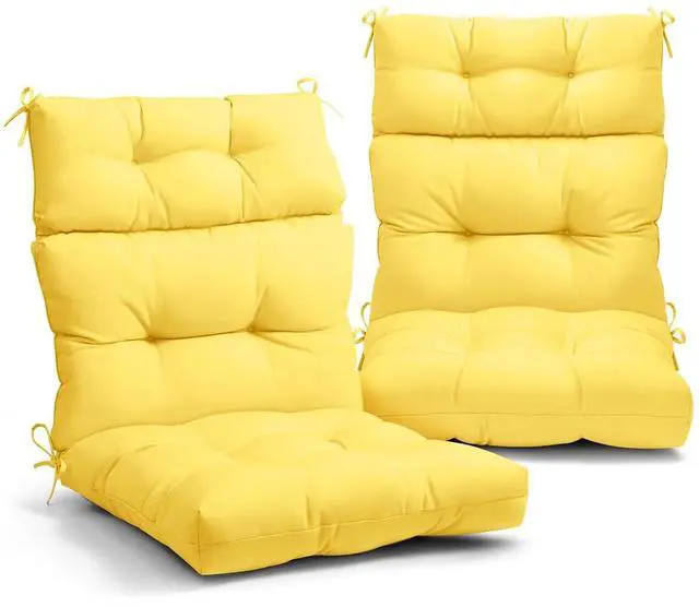 Main image of Tufted Outdoor/Indoor High Back Patio Chair Cushions, 2 Pack, 46'' x 22'', Yellow