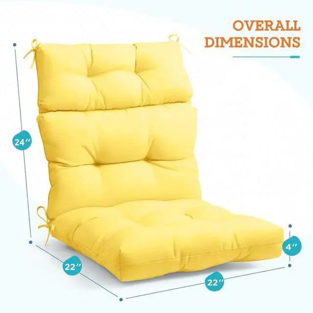 Alt view image 3 of 7 - Tufted Outdoor/Indoor High Back Patio Chair Cushions, 2 Pack, 46'' x 22'', Yellow