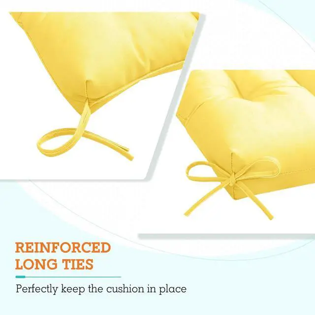Alt view image 2 of 7 - Tufted Outdoor/Indoor High Back Patio Chair Cushions, 2 Pack, 46'' x 22'', Yellow