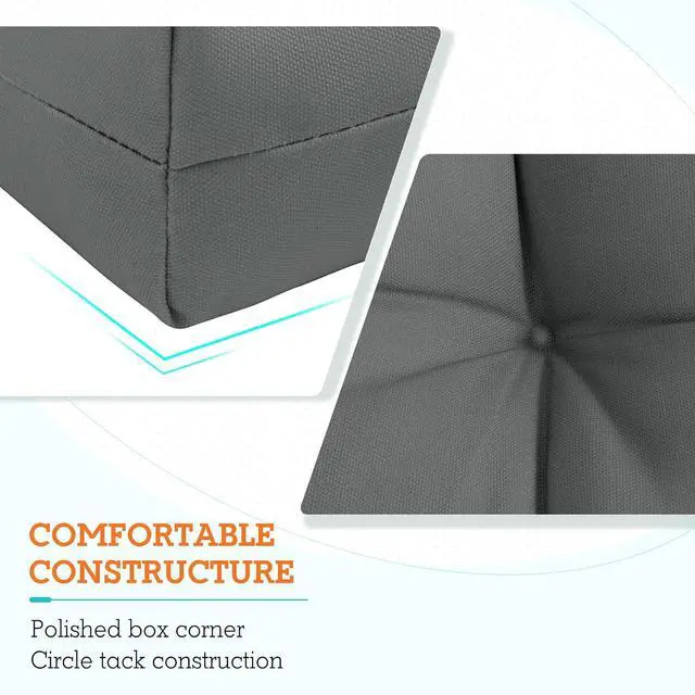 Alt view image 3 of 7 - Tufted Outdoor/Indoor High Back Patio Chair Cushions, 2 Pack, 46'' x 22'', Gray