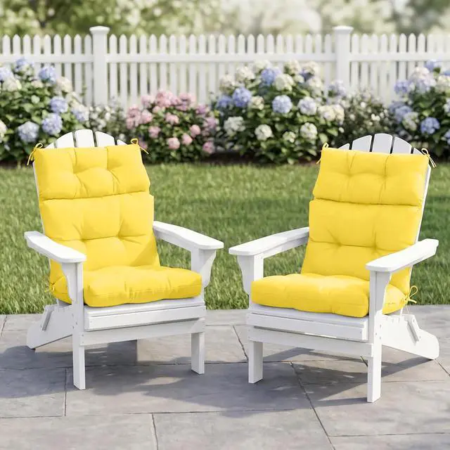 Alt view image 5 of 7 - Tufted Outdoor/Indoor High Back Patio Chair Cushions, 2 Pack, 46'' x 22'', Yellow