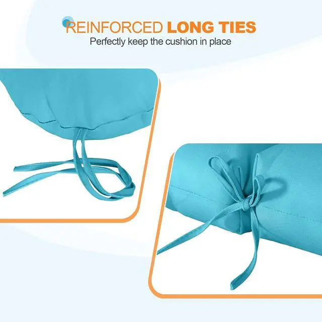 Alt view image 2 of 7 - Tufted Outdoor/Indoor Seat/Back Chair Cushions, Set of 2, 42'' x 21'', Blue