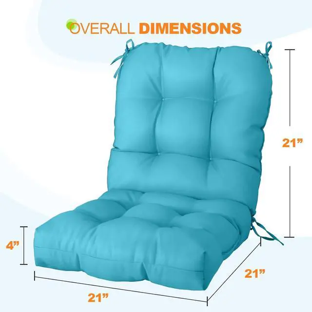 Alt view image 3 of 7 - Tufted Outdoor/Indoor Seat/Back Chair Cushions, Set of 2, 42'' x 21'', Blue