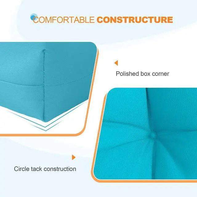 Alt view image 4 of 7 - Tufted Outdoor/Indoor Seat/Back Chair Cushions, Set of 2, 42'' x 21'', Blue