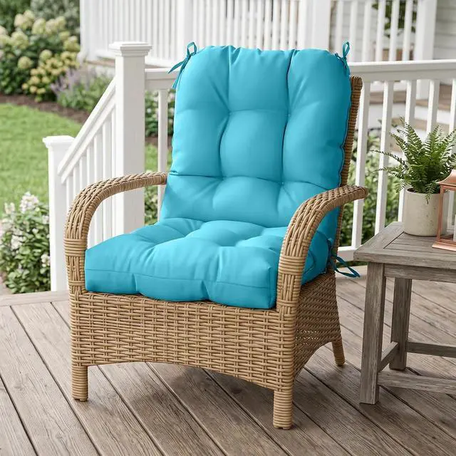 Alt view image 5 of 7 - Tufted Outdoor/Indoor Seat/Back Chair Cushion, 1 Pack, 42'' x 21'', Blue