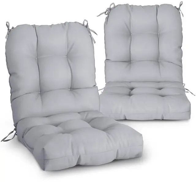 Main image of Tufted Outdoor/Indoor Seat/Back Chair Cushions, 2 Pack, 42'' x 21'', Light Gray