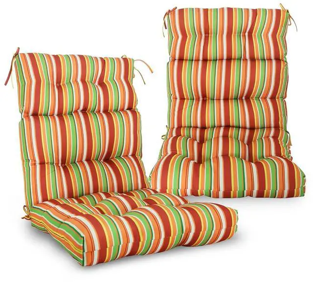 Main image of Tufted Outdoor/Indoor High Back Patio Chair Cushions, 2 Pack, 46'' x 22'', Rainbow