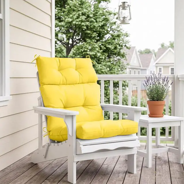 Alt view image 7 of 7 - Tufted Outdoor/Indoor High Back Patio Chair Cushions, 2 Pack, 46'' x 22'', Yellow