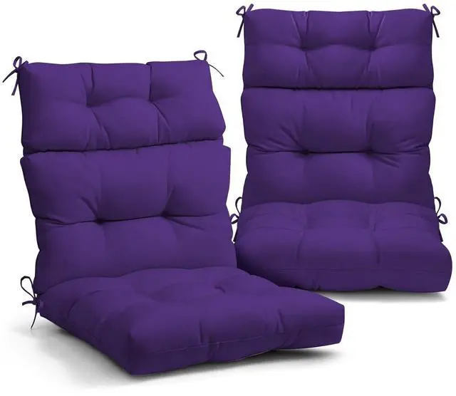 Main image of Tufted Outdoor/Indoor High Back Patio Chair Cushions, 2 Pack, 46'' x 22'', Purple